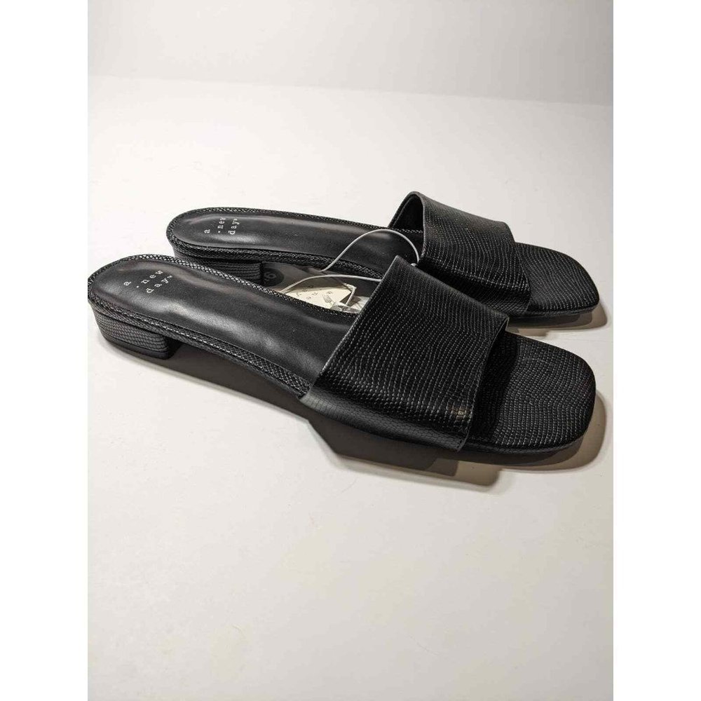 A New Day Summer Dress Slide Sandals Black 8 - Picture 4 of 4